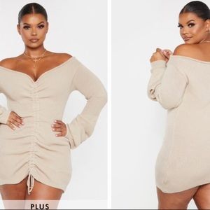 NWOT PLT Plus Stone Ruched Knit Dress